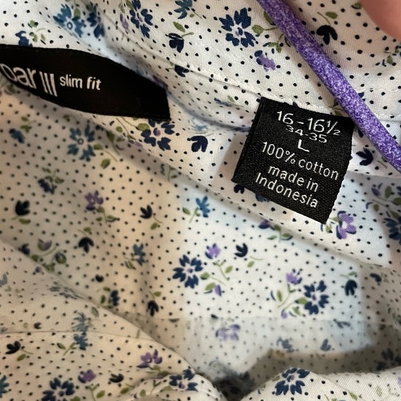 Mens Button Down Long Sleeved Floral Shirt - Picture 3 of 5